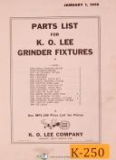 K.O. Lee gridner Fixtures, Parts Lists Manual